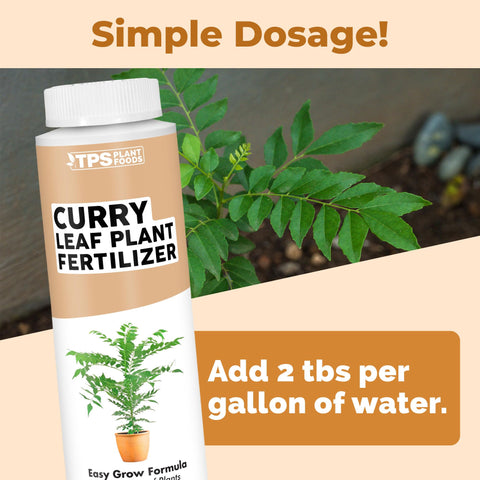 TPS NUTRIENTS liquid plant food being poured for curry leaf care