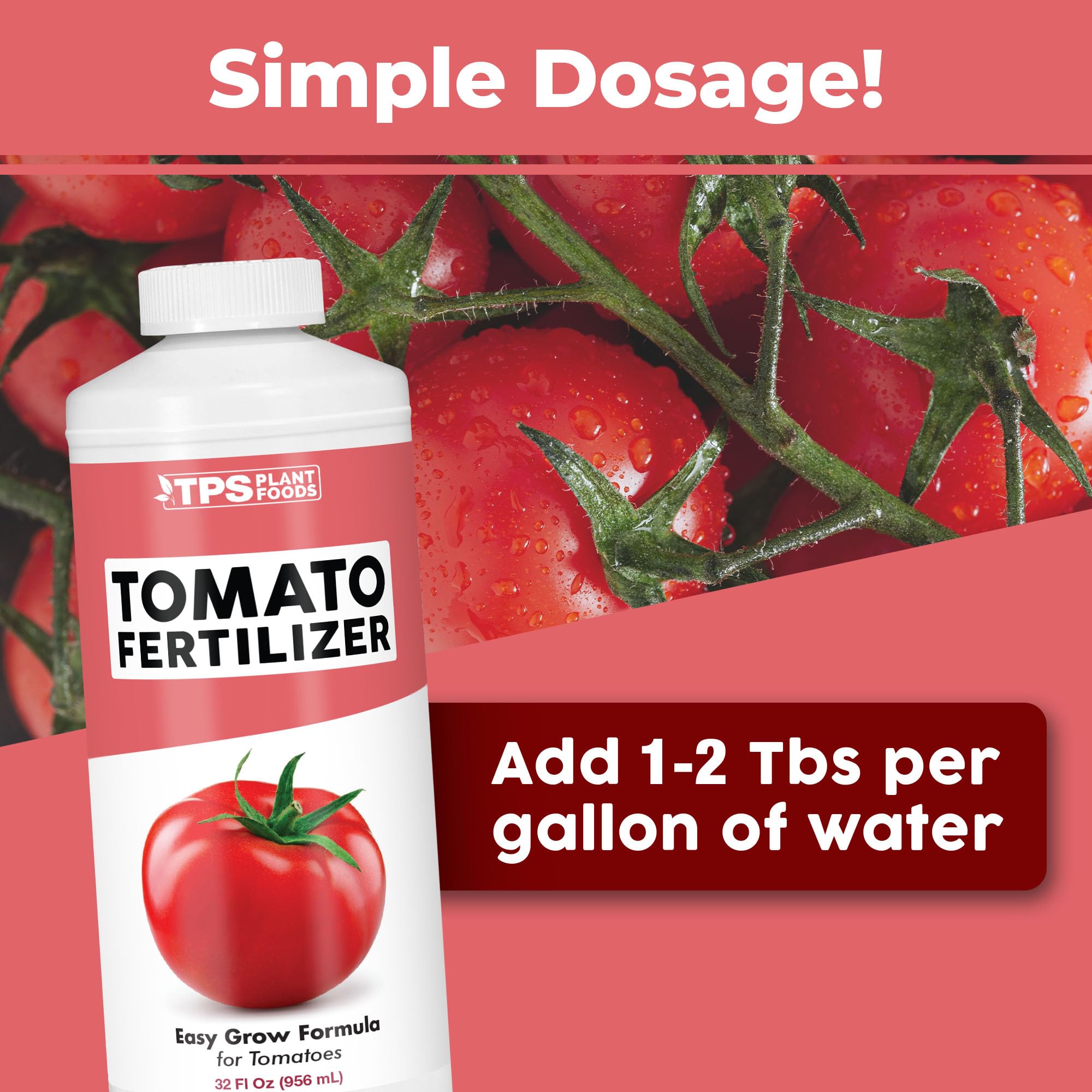 TPS NUTRIENTS liquid tomato plant food in use for steady feeding and even fruit set