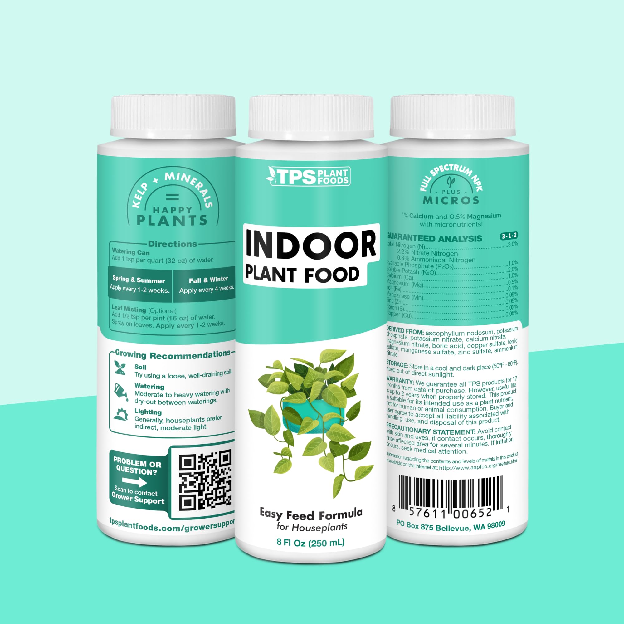 TPS NUTRIENTS Made in USA label indicating domestic quality for indoor plant care.