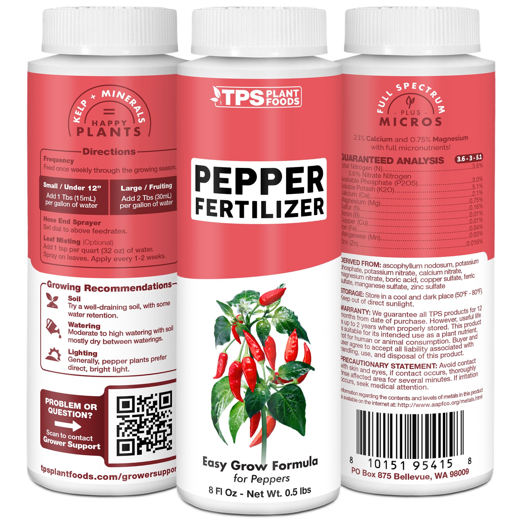 TPS NUTRIENTS Made in USA seal on Pepper Fertilizer packaging