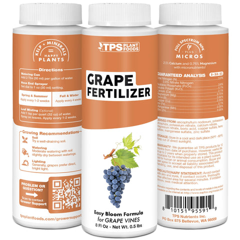 TPS NUTRIENTS USA made grape fertilizer container indicating trusted quality