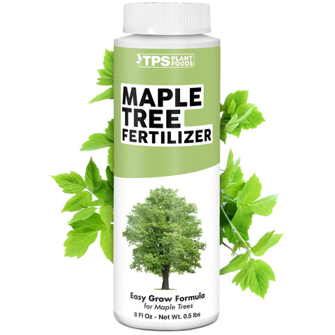 TPS NUTRIENTS Maple Tree Fertilizer bottle promoting balanced nutrition and foliage vitality.