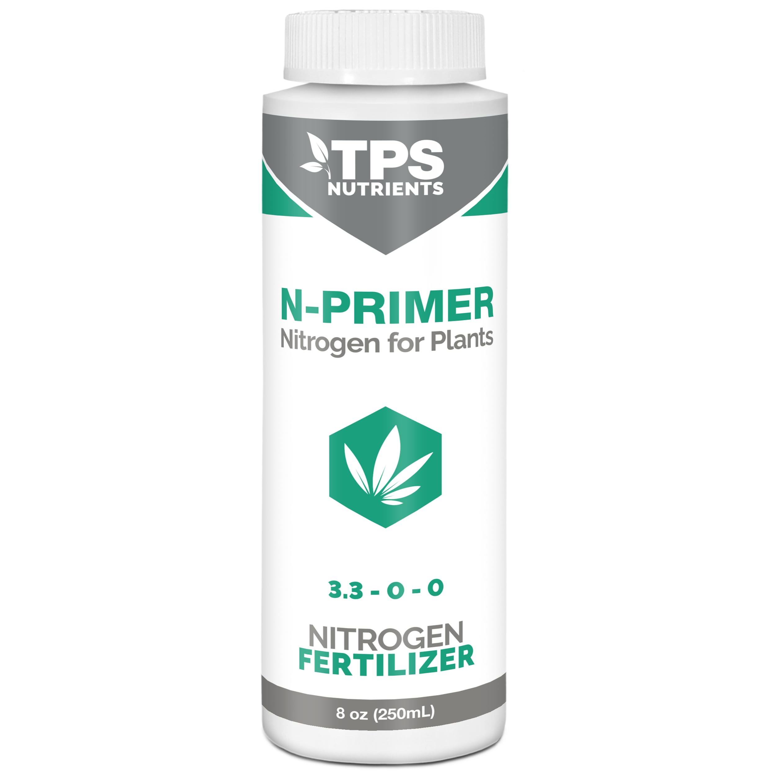TPS N-Primer bottle with label highlighting nitrogen support for healthy growth.