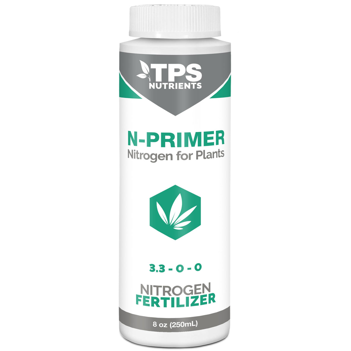 TPS N-Primer bottle with label highlighting nitrogen support for healthy growth.
