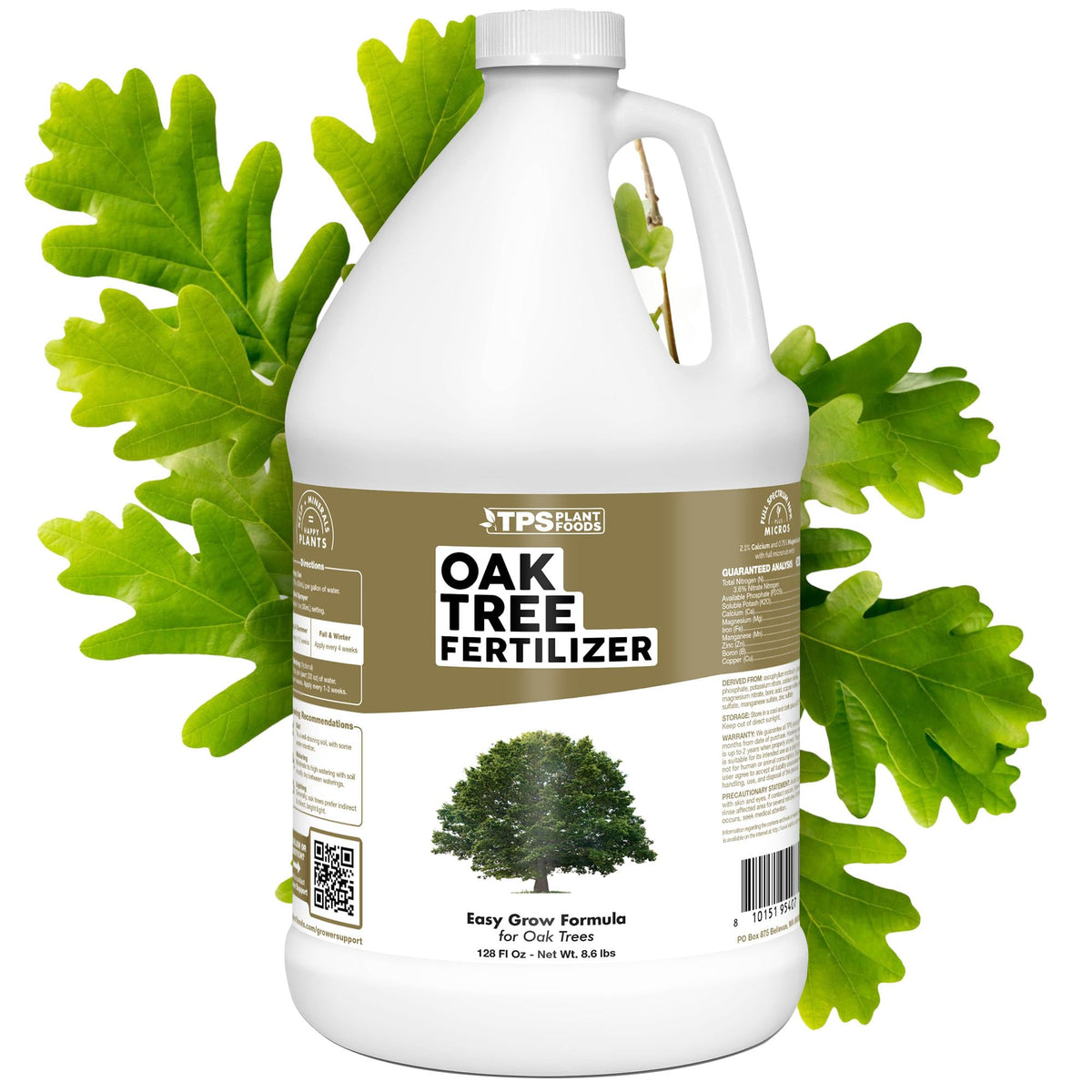 TPS NUTRIENTS Oak Tree Fertilizer bottle with 1 gallon promotes steady growth.