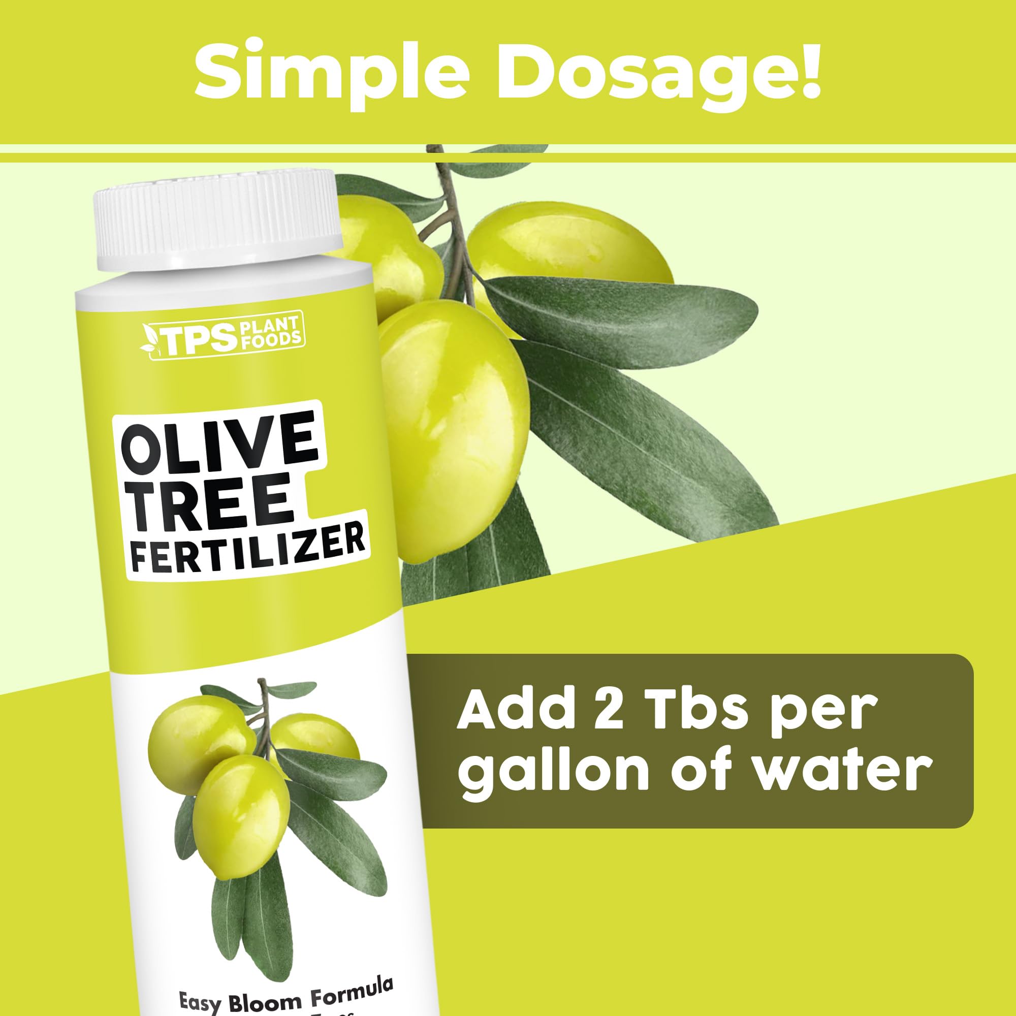 Pouring TPS NUTRIENTS Olive Tree Fertilizer into watering can for routine feeding
