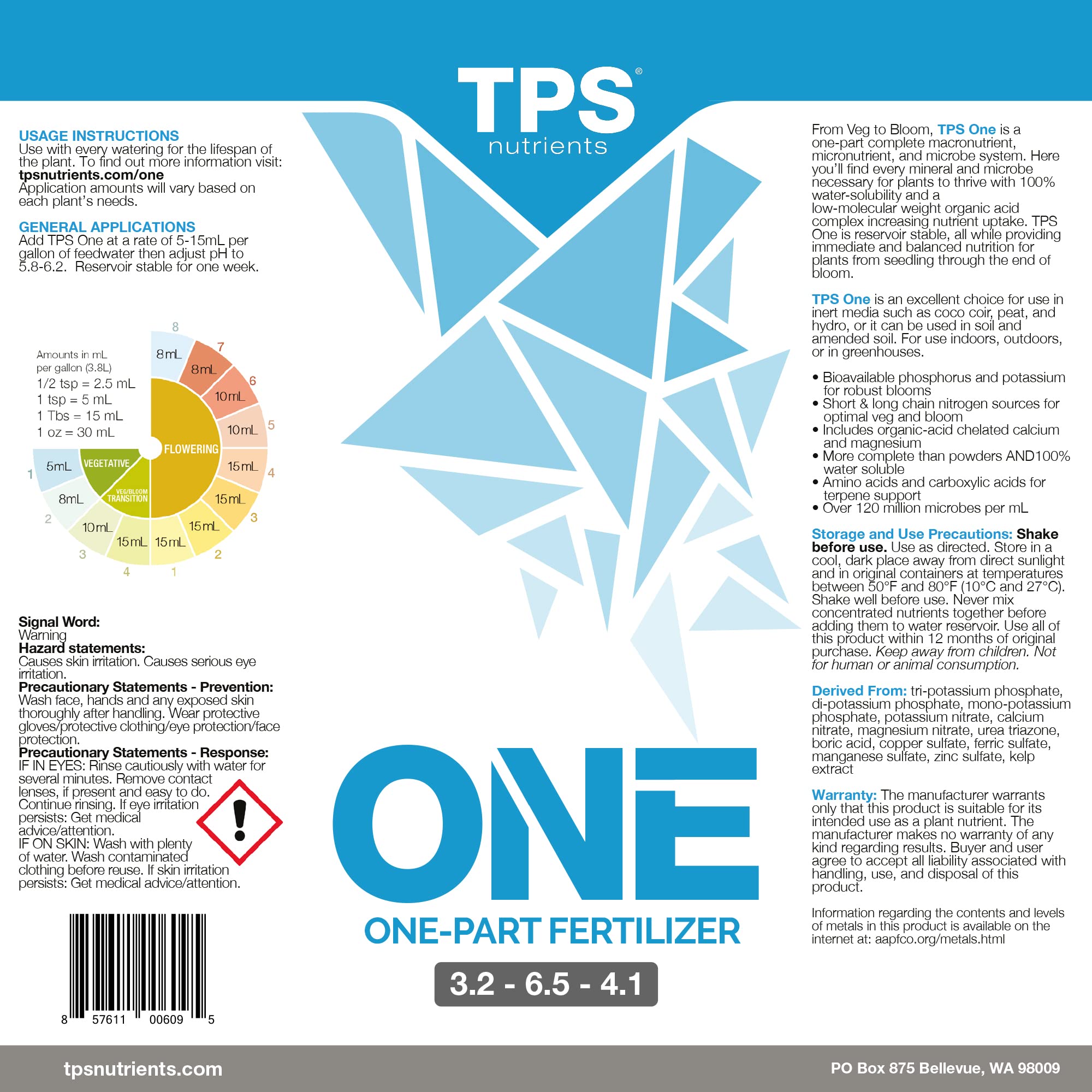 TPS NUTRIENTS pour action showing precise dosing for healthy plants.