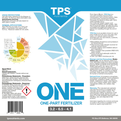 TPS NUTRIENTS pour action showing precise dosing for healthy plants.