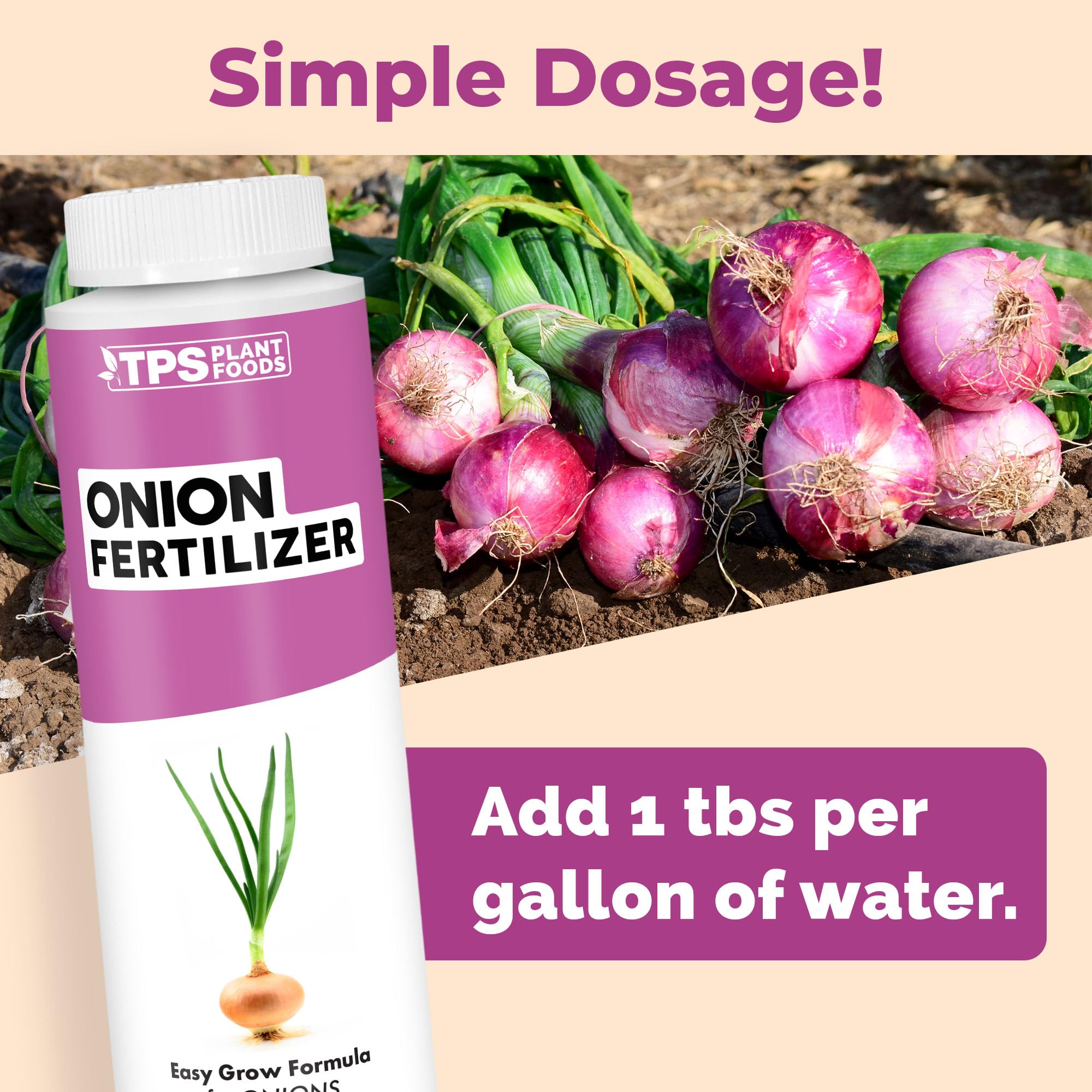 TPS NUTRIENTS Onion Fertilizer being applied with a watering can for easy uptake.