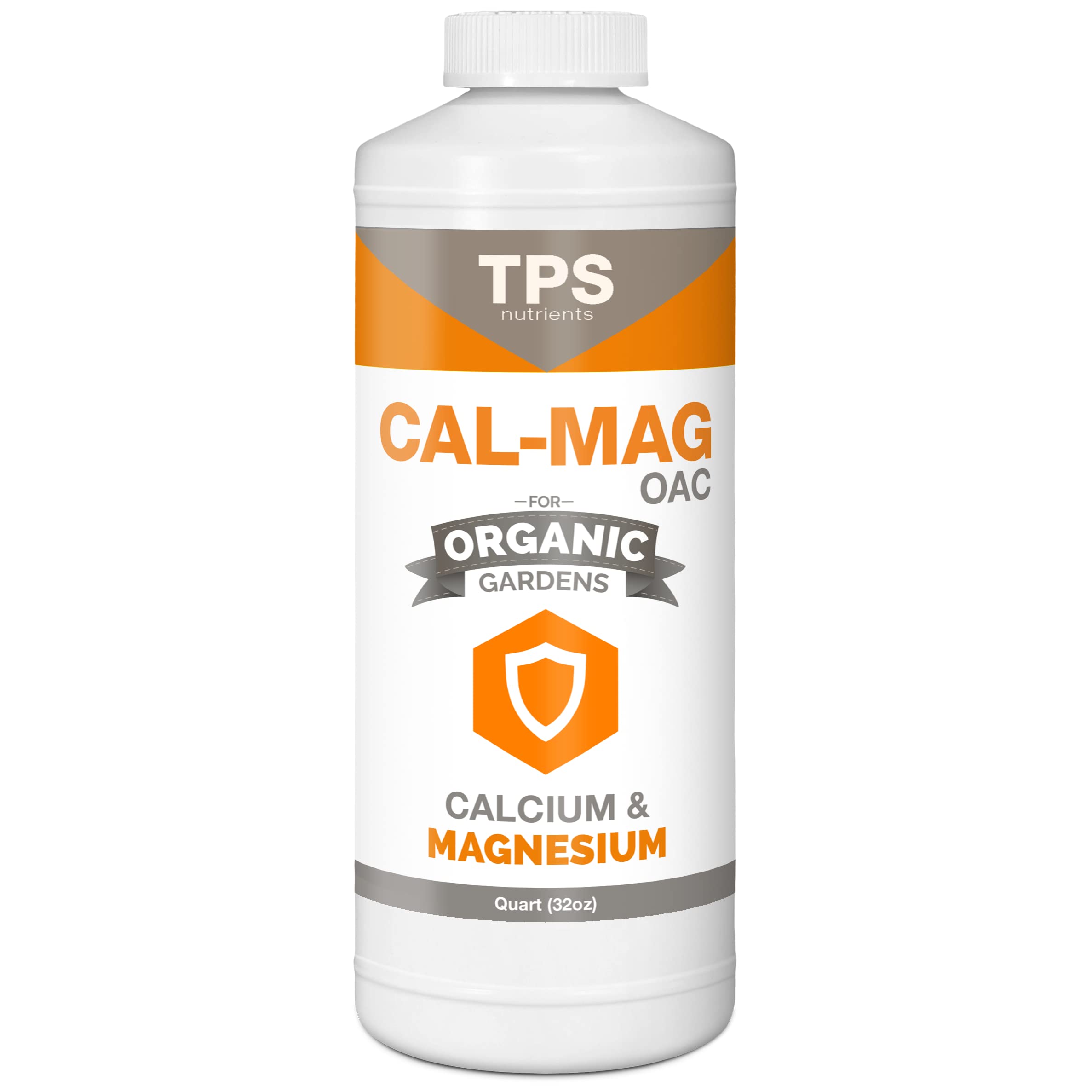 TPS NUTRIENTS Organic Cal-Mag OAC bottle being poured to support balanced plant nutrition.