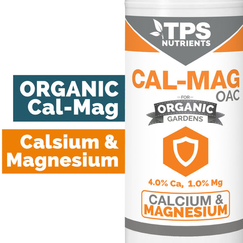 TPS NUTRIENTS Organic Cal-Mag OAC being dispensed into a watering can for soil delivery.
