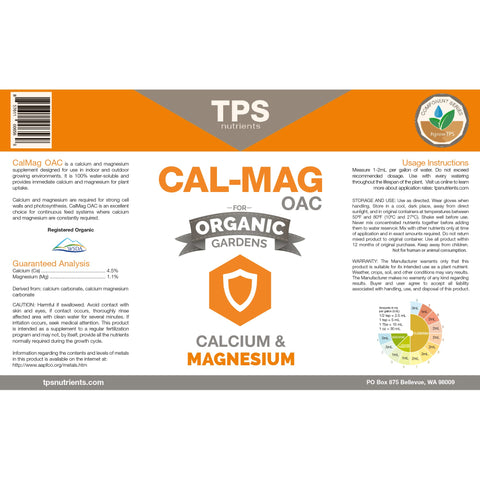 TPS NUTRIENTS Cal-Mag OAC bottle being poured to support nutrient uptake