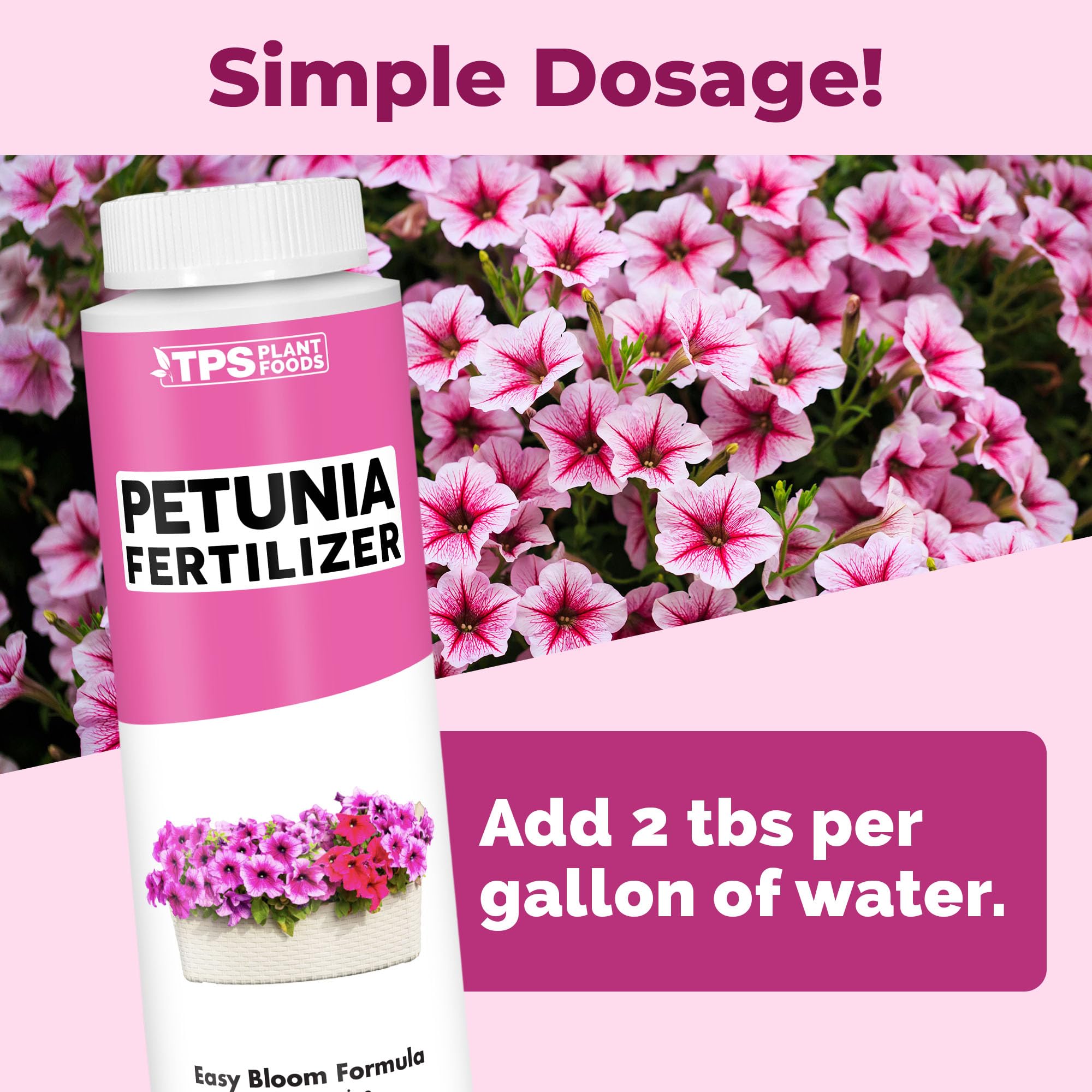 TPS NUTRIENTS Petunia Fertilizer bloom closeup showcases vibrant color and sturdy growth.