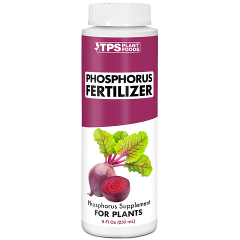TPS NUTRIENTS Phosphorus Fertilizer bottle pour enhances root development and blooms.