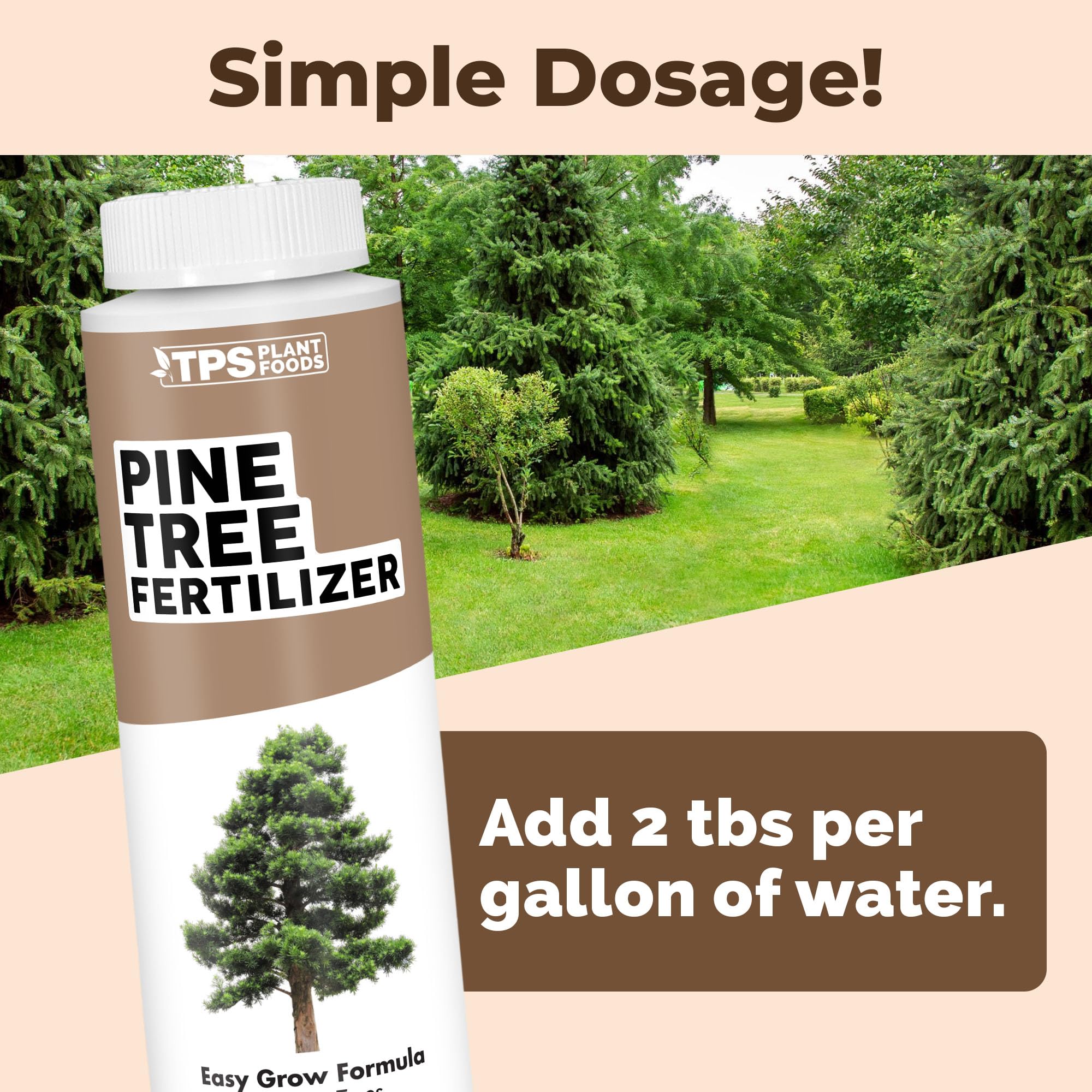 TPS NUTRIENTS Pine Tree Fertilizer enhances evergreen needle health and color.