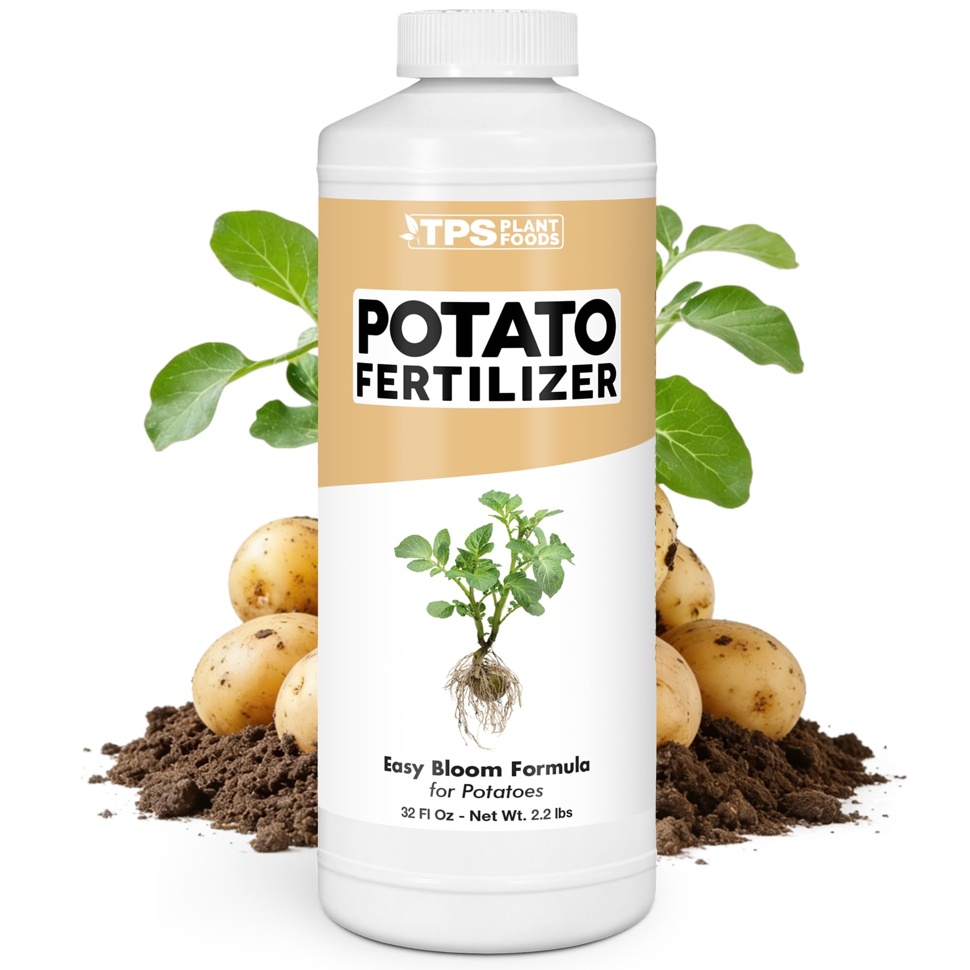 TPS NUTRIENTS Potato Fertilizer bottle promotes balanced nutrition for potato plants.