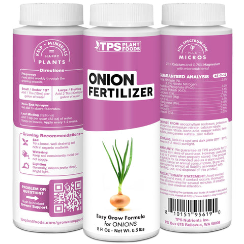 TPS NUTRIENTS Onion Fertilizer used in raised beds for robust harvest.