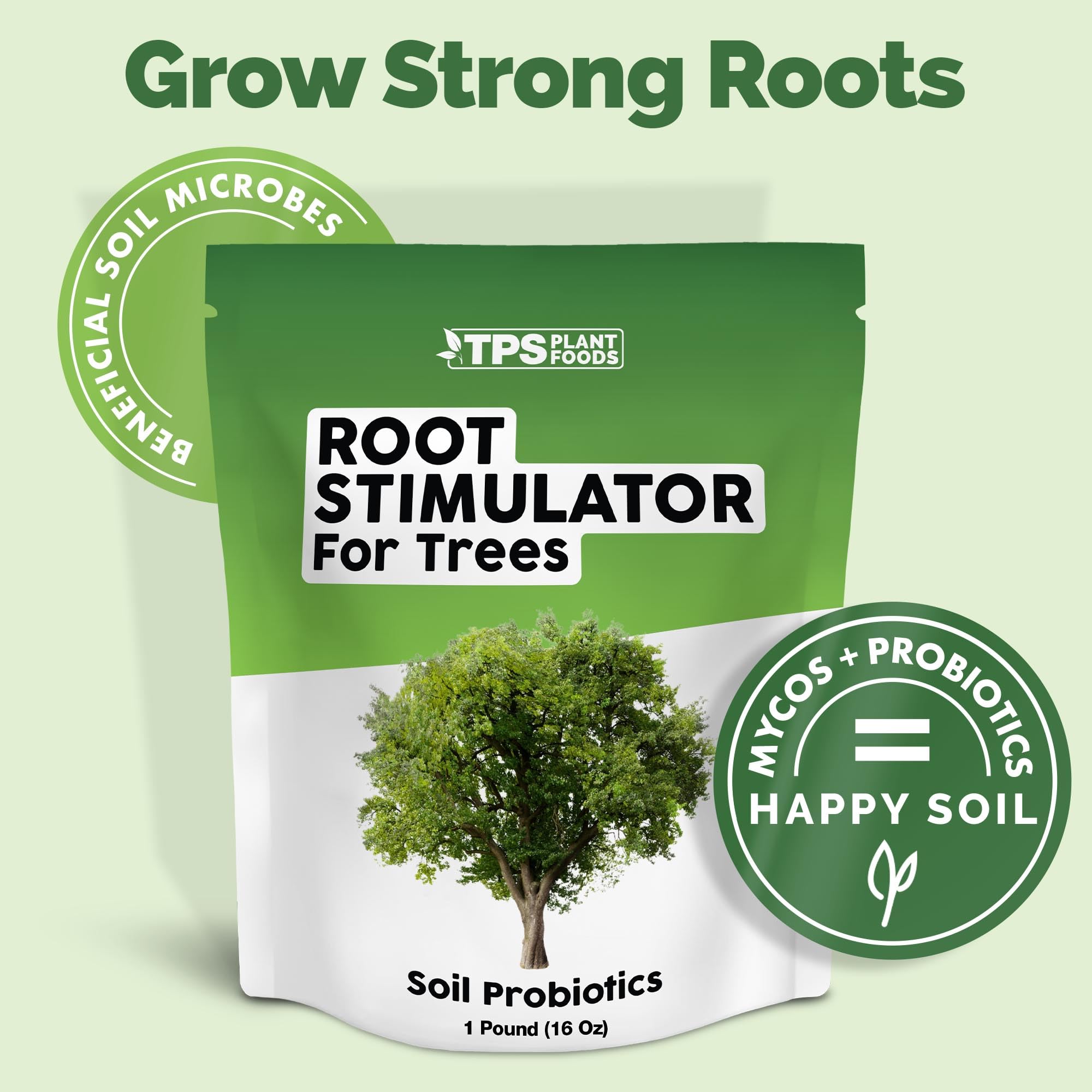 TPS NUTRIENTS Root Stimulator label highlights mycorrhizae and soil probiotics.