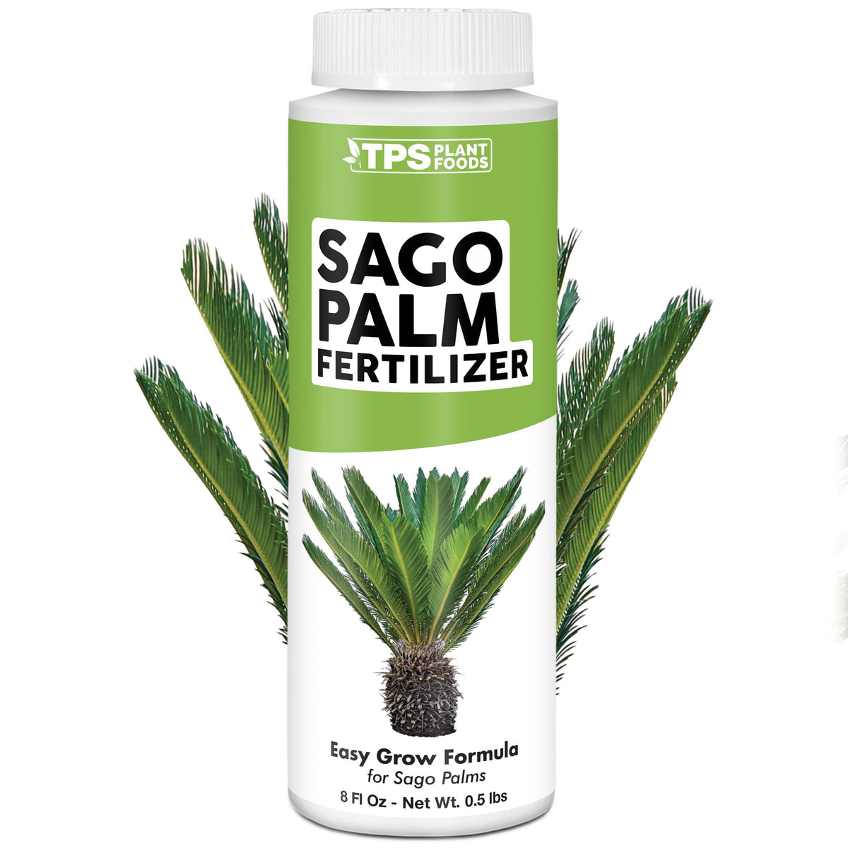 TPS NUTRIENTS Sago Palm Fertilizer bottle pour promotes even feeding and healthy fronds.