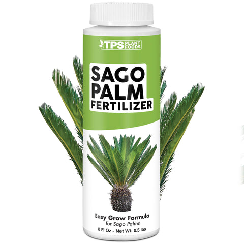 TPS NUTRIENTS Sago Palm Fertilizer bottle pour promotes even feeding and healthy fronds.