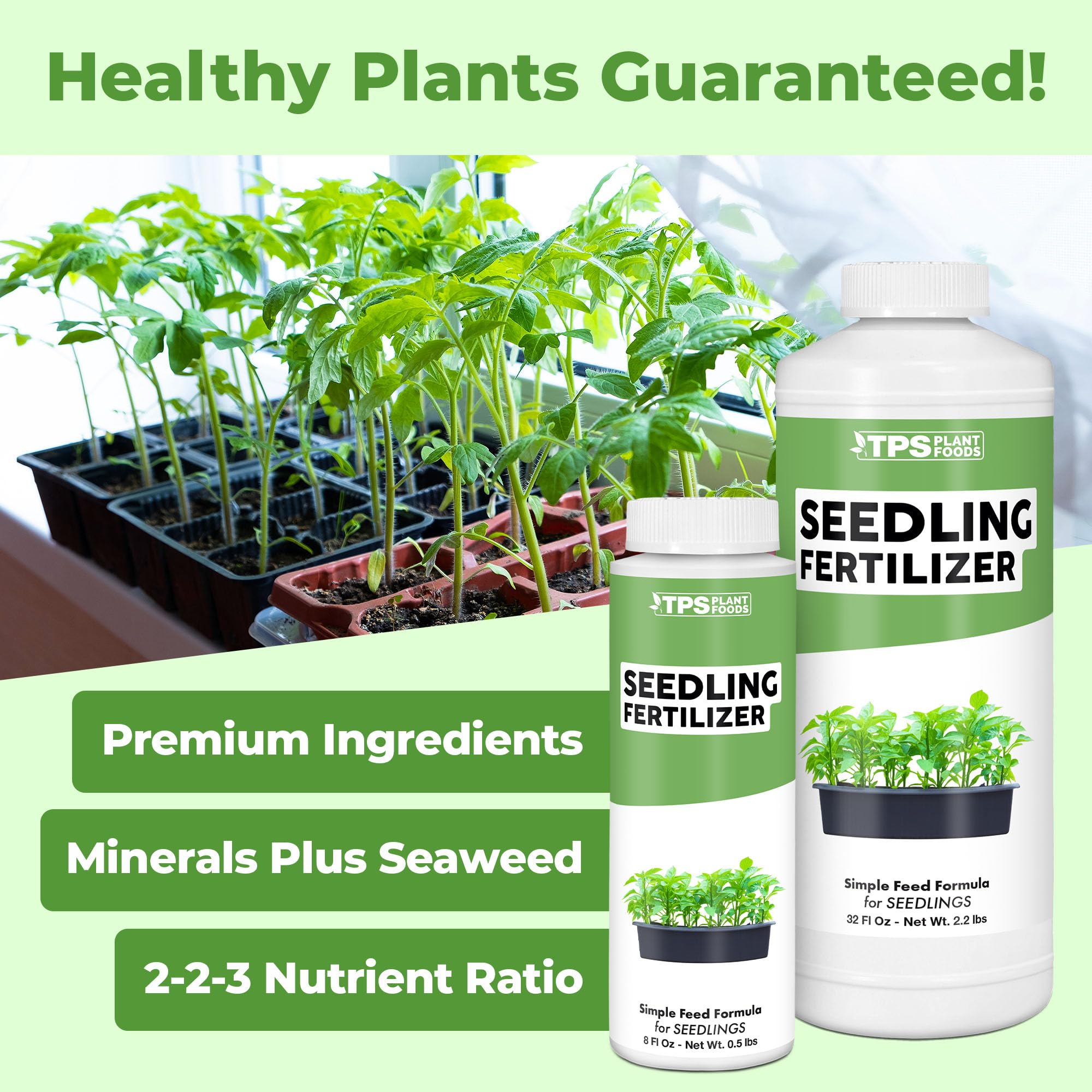 TPS NUTRIENTS Seedling Fertilizer pour action demonstrates easy weekly feeding.