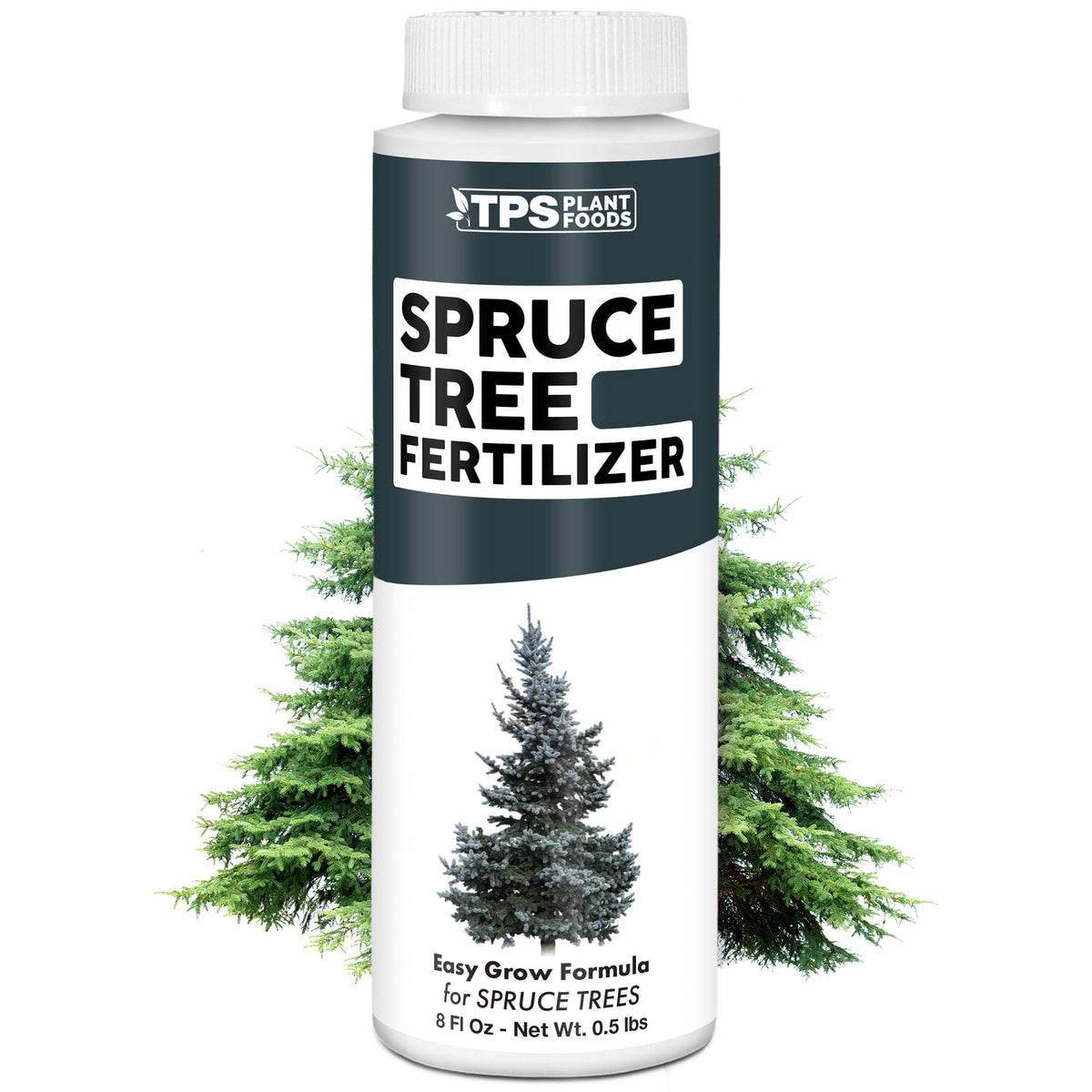 TPS NUTRIENTS Spruce Tree Fertilizer bottle delivering balanced nutrients for healthier evergreens.