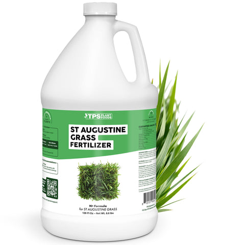 TPS NUTRIENTS St Augustine fertilizer bottle close-up for balanced growth.
