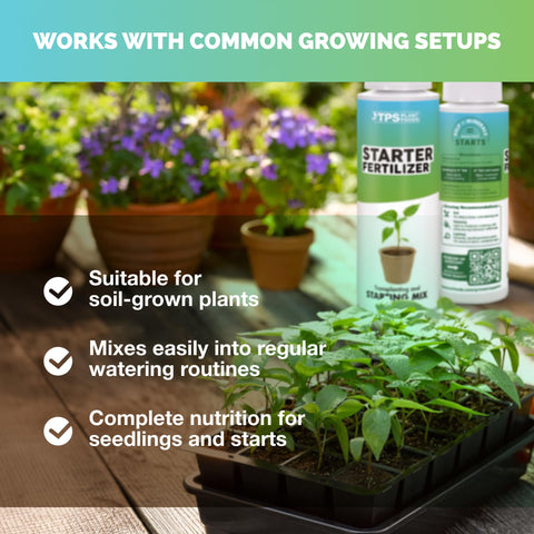 TPS NUTRIENTS Starter Plant Fertilizer dosage-measure enables precise feeding for young plants.