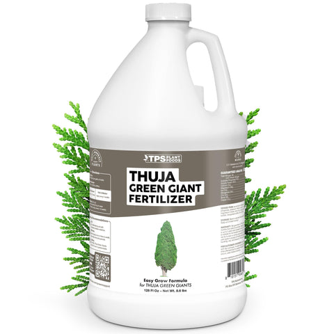 TPS NUTRIENTS Thuja Green Giant Fertilizer bottle label for robust evergreen growth
