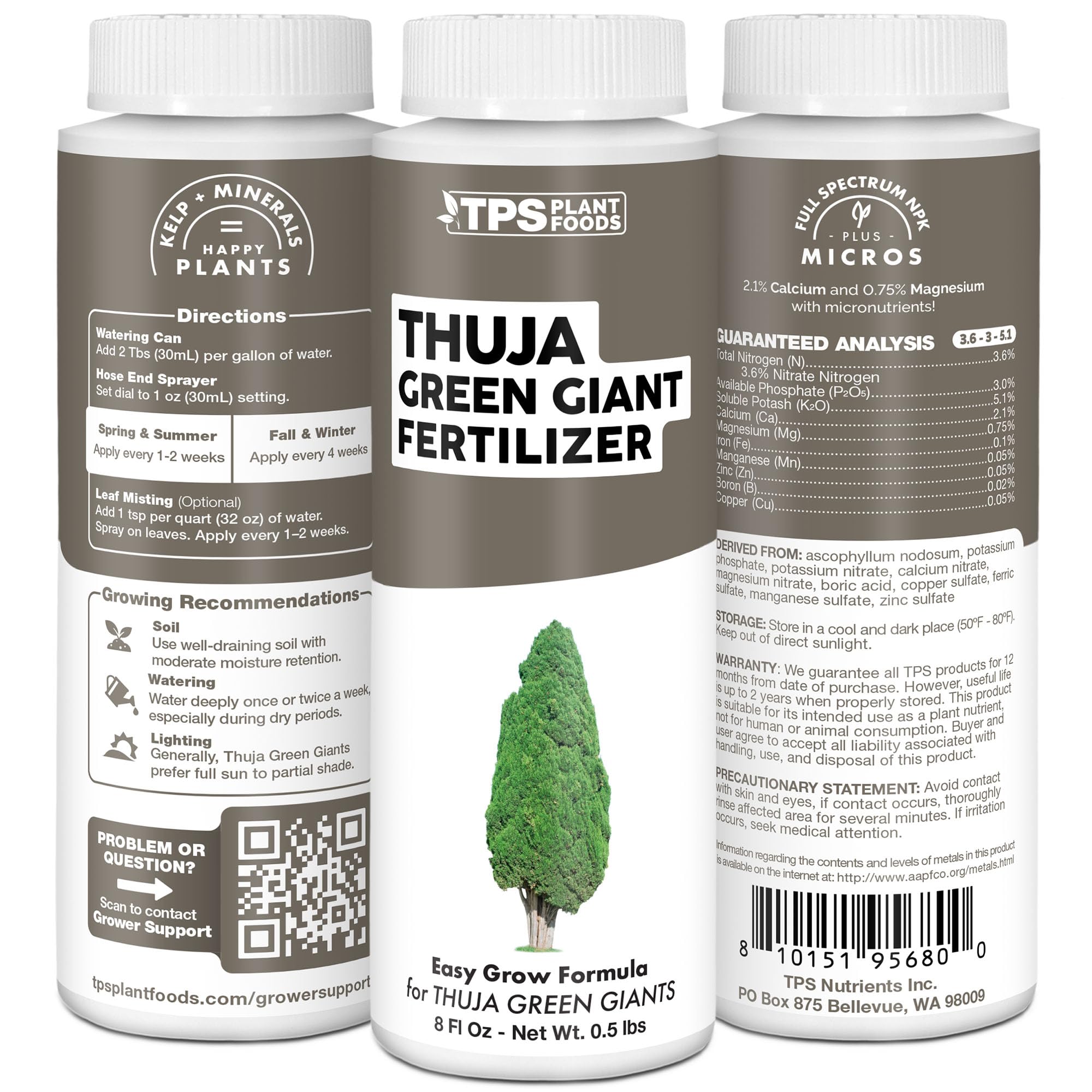 TPS Nutrients Thuja Green Giant Fertilizer foliage appears denser and deeper green