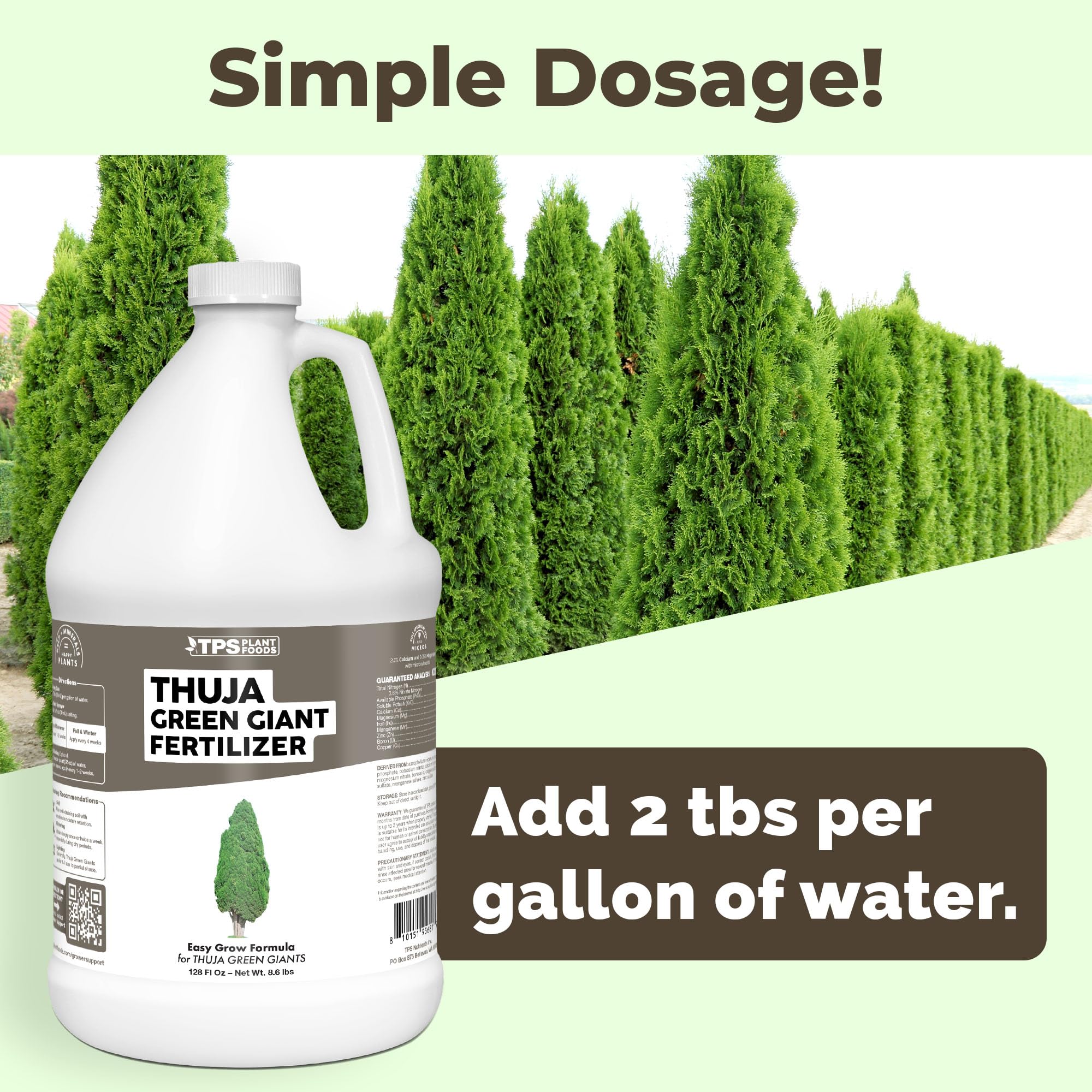 TPS NUTRIENTS Thuja Green Giant Fertilizer healthy hedge with denser foliage