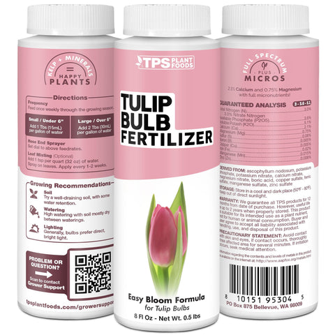 TPS NUTRIENTS Tulip Bulb Fertilizer made in USA label signifies quality