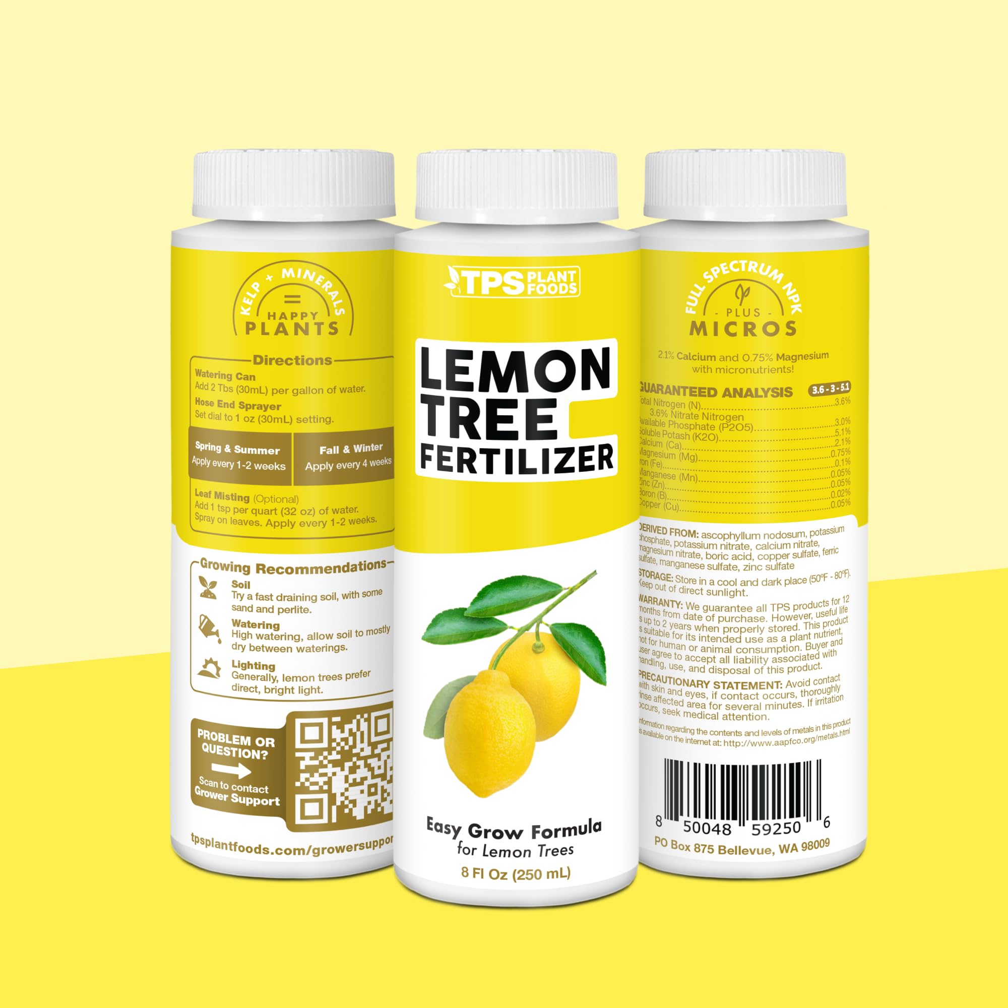 TPS NUTRIENTS Lemon tree fertilizer bottle supports steady growth in outdoor citrus.