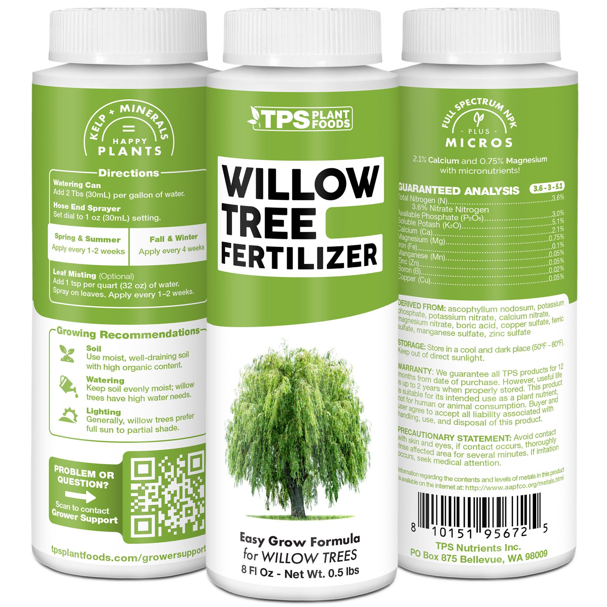 TPS NUTRIENTS Willow fertilizer used in home landscapes enhances canopy health.