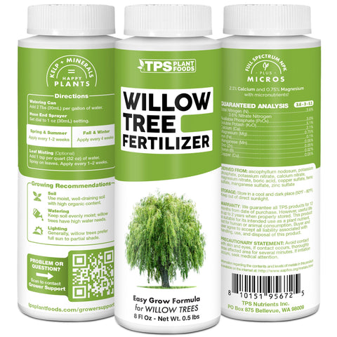 TPS NUTRIENTS Willow fertilizer used in home landscapes enhances canopy health.