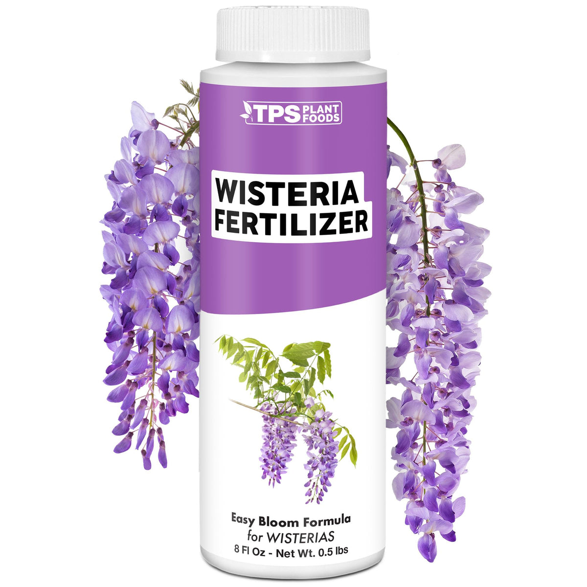 TPS NUTRIENTS Wisteria Fertilizer bottle pouring for even coverage.