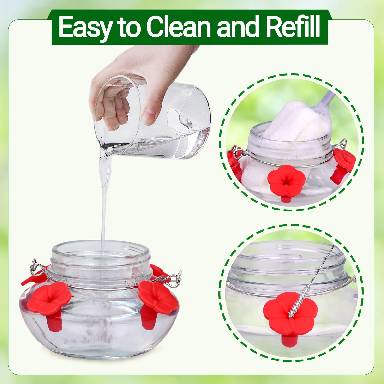 TPZAERK clear bottle lets you monitor nectar levels at a glance