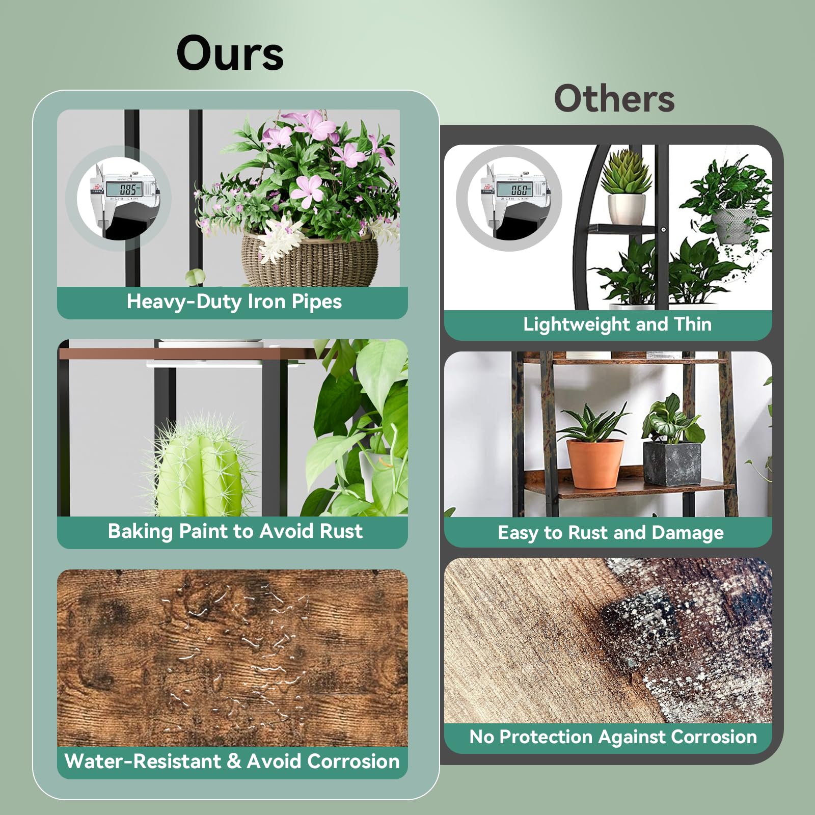 TQFLXUJO plant stand in a living room displaying multiple plants.