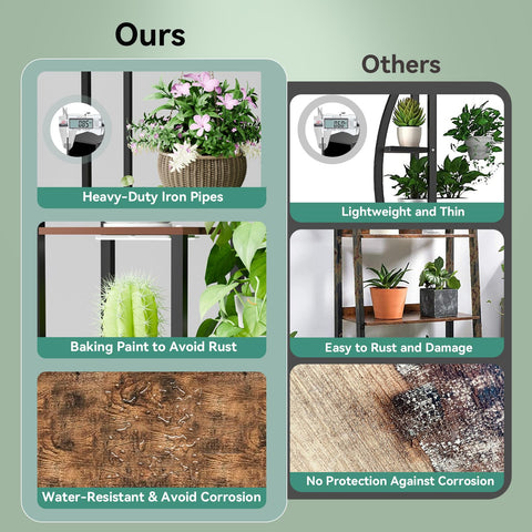 TQFLXUJO plant stand in a living room displaying multiple plants.
