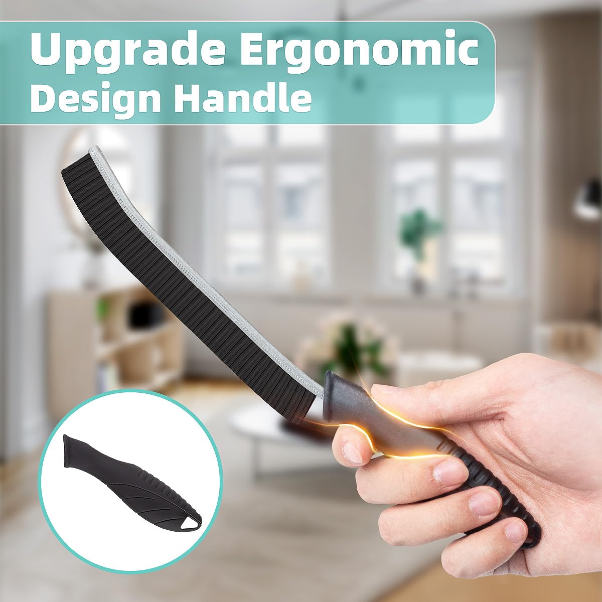 TQRR ergonomic scrub brush with slim handle for comfortable grip in narrow gaps.
