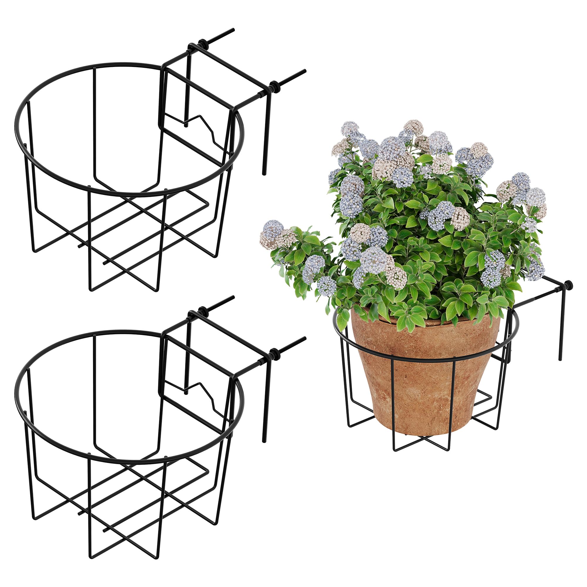 TQVAI 10-inch railing planter shows adjustable hanger for diverse railings, enabling flexible decor