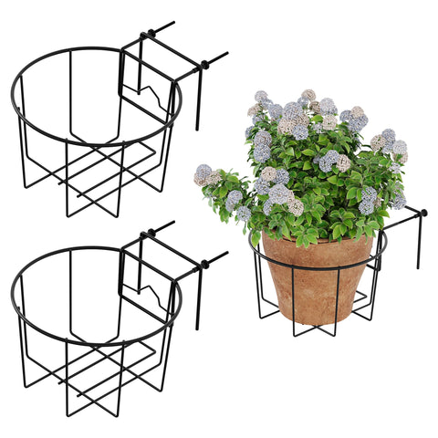 TQVAI 10-inch railing planter shows adjustable hanger for diverse railings, enabling flexible decor