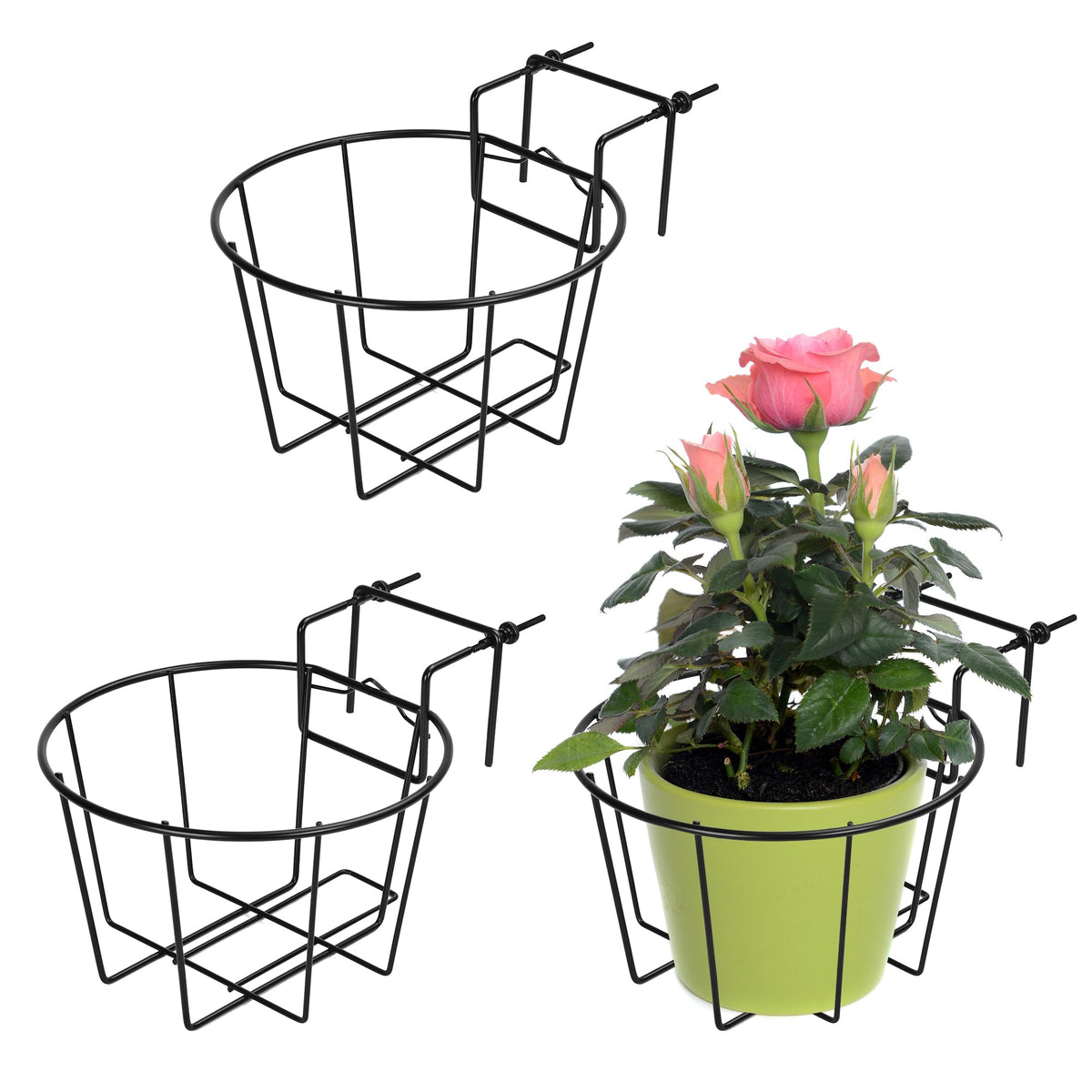 TQVAI 10-inch railing planter top view ideal for balcony greenery