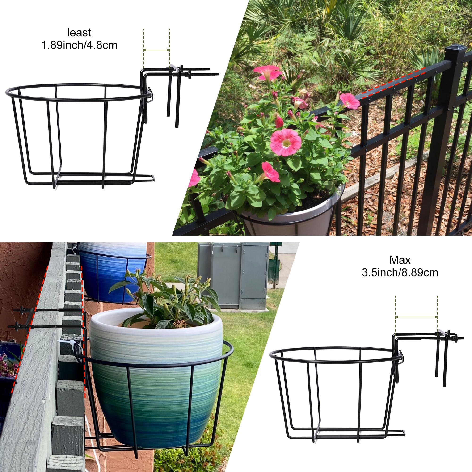 TQVAI railing planter adjustment mechanism close-up shows secure sizing