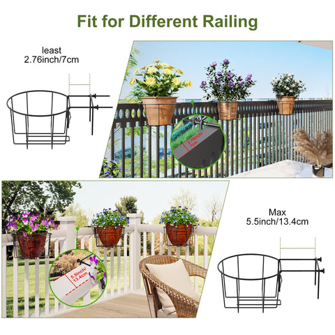 TQVAI hanging planter on a porch railing with blooming flowers for visual appeal