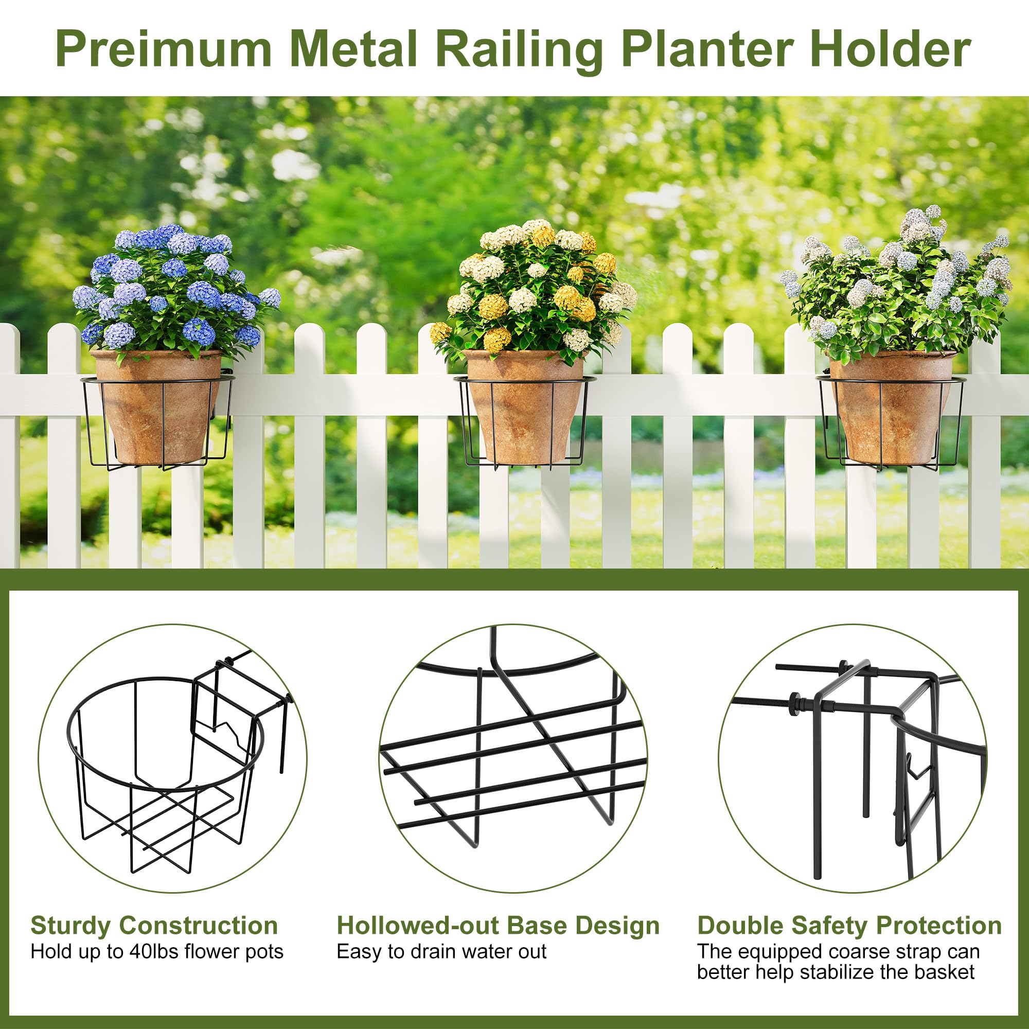 TQVAI railing planter used for multiple plants including orchids and daisies