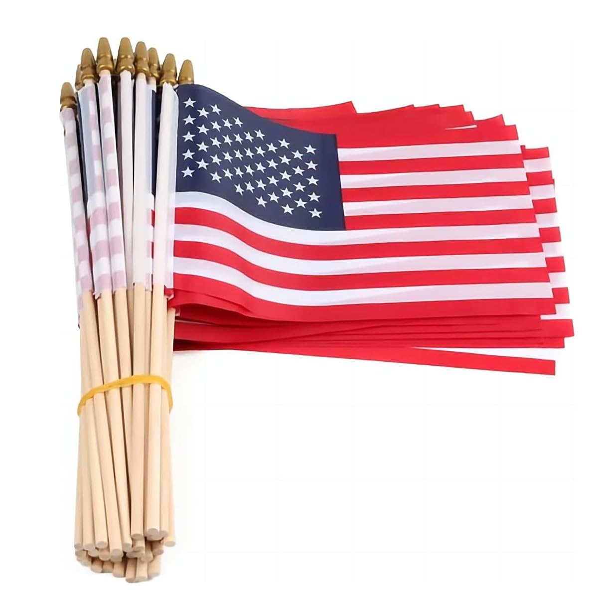 TRA 30-pack small American flags on a 5x8 inch stick for festive displays