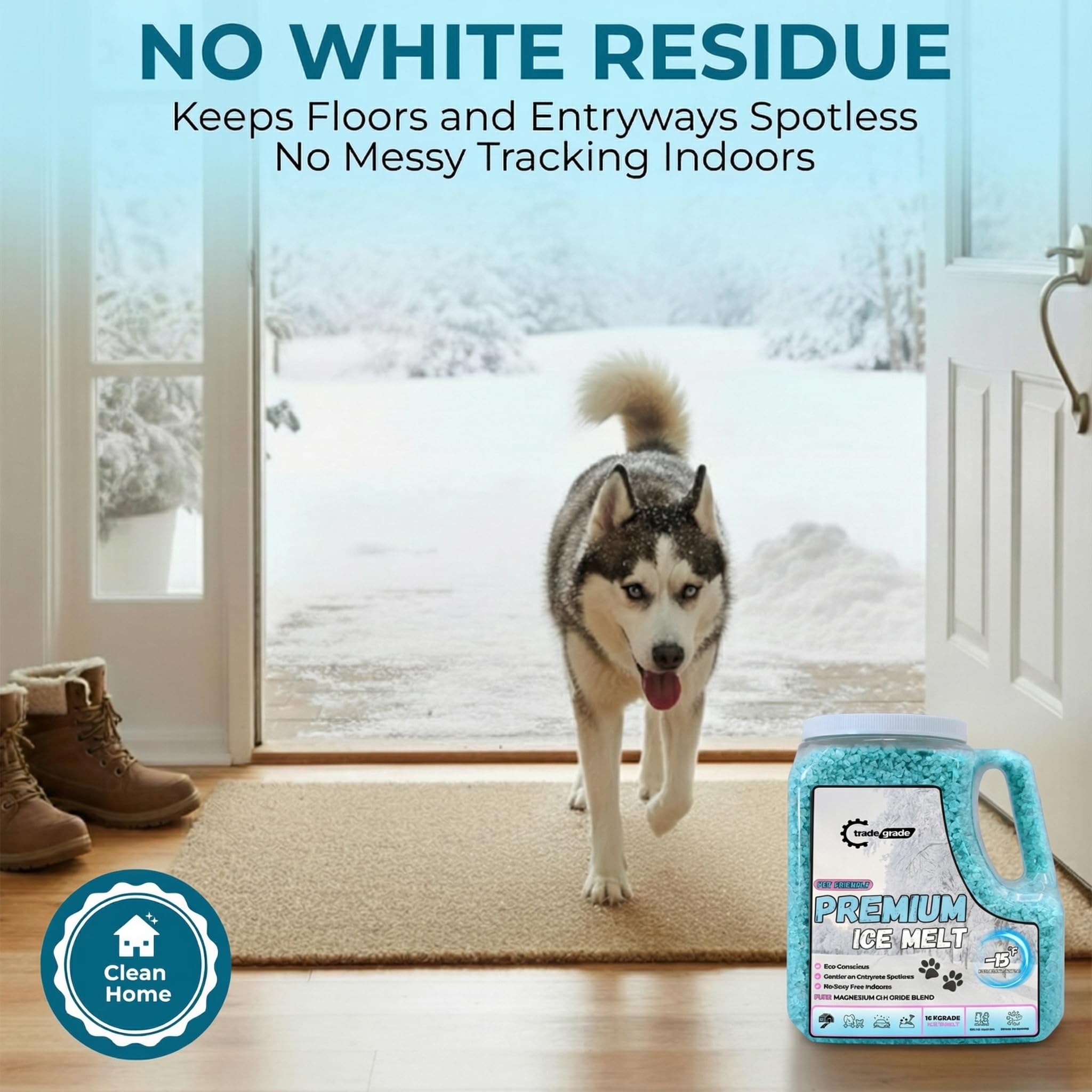 Minus-10°F performance ensures ice melts in extreme cold with Trade Grade.