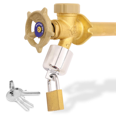 TRADESAFE Water Spigot Lock brass inner fitting secures outdoor faucets against unauthorized use.