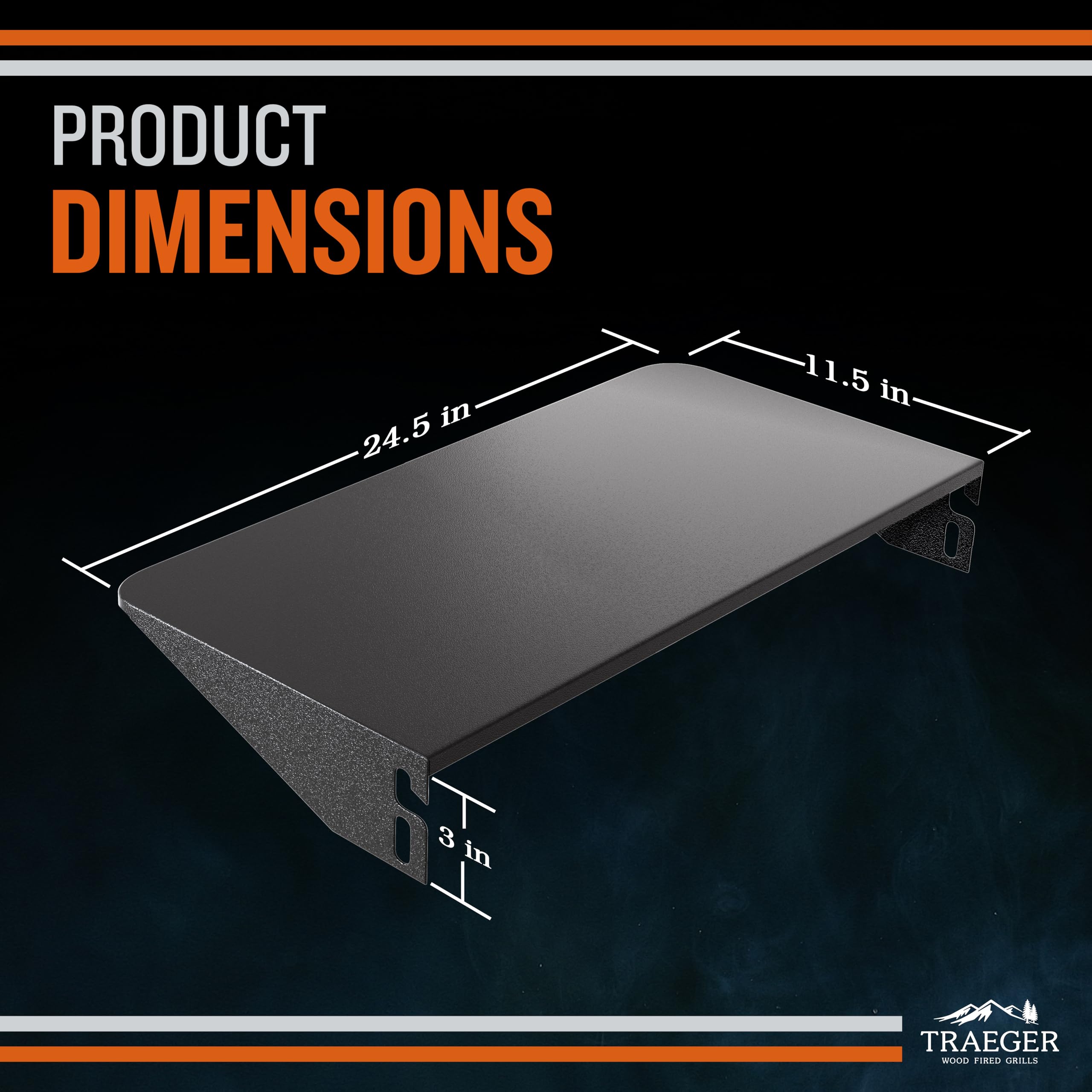 Traeger BAC362 folding front shelf in use on Pro 575 keeps utensils and drinks within reach.